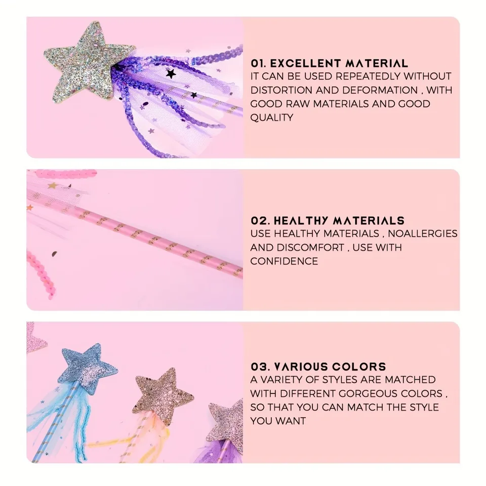 Bacchetta Magica Principessa Con Stella Glitter Argento - Giocattolo Per Bambine (28 Cm)