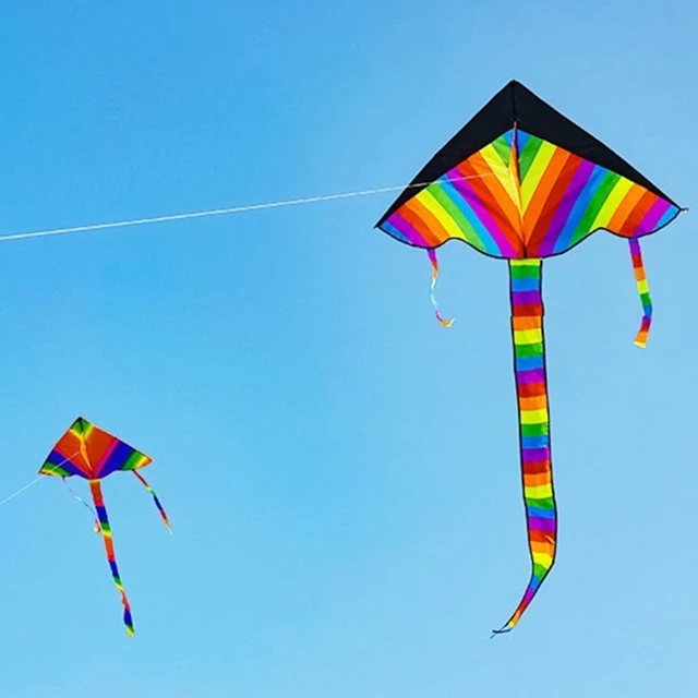 1Pc Rainbow Colorful Kite for Fun Assemble Kite with Long Colorful Tail Party & Outdoor Toy Lightweight Outdoor Sports 4
