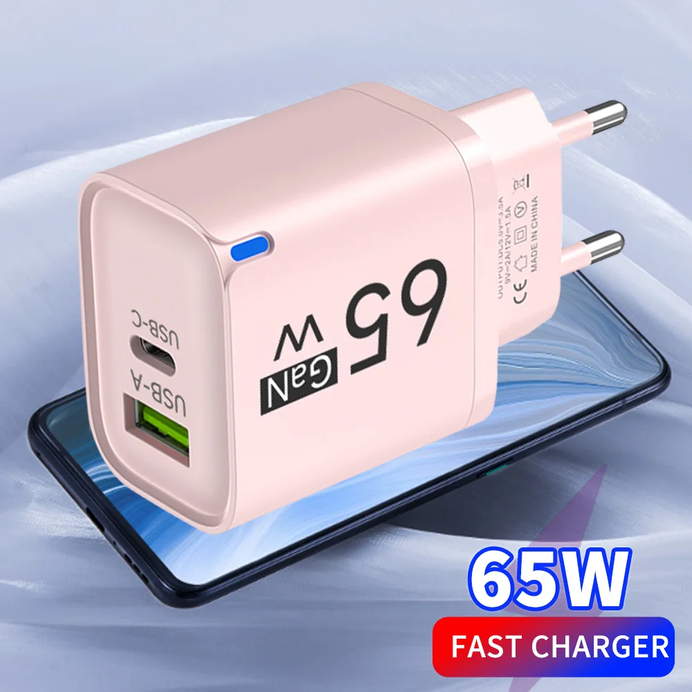 65W GaN USB Fast Charging Type C Phone Charger PD QC3.0 Quick Charge Wall Adapter for iPhone 15 Samsung Universal Phone Chargers