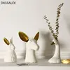 Ceramic rabbit head vase White Swan pots porcelain flower figurines hydroponic vases for weddings home decoration Ceramic vase 1