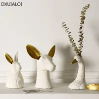 Ceramic rabbit head vase White Swan pots porcelain flower figurines hydroponic vases for weddings home decoration Ceramic vase 1