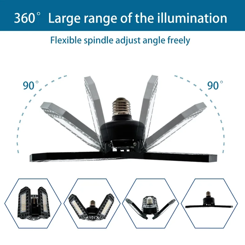 Garage Lights LED 40W 60W 80W Deformable 110V 220V Adjustable Angle For Workshop