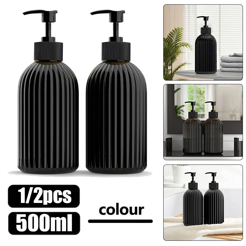 2pcs 500ML Soap Dispenser Bathroom Shower Body Wash Shampoo Refillable Kitchen Dish Hands Soap Liquid Container