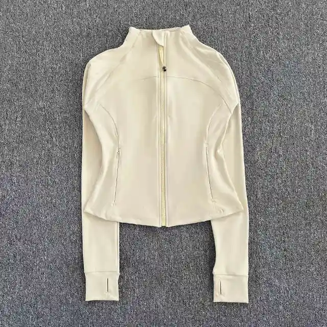 Women's high-end sports jacket for running, fitness, exercise, with stand-up collar, fashionable long sleeves, professional zipp