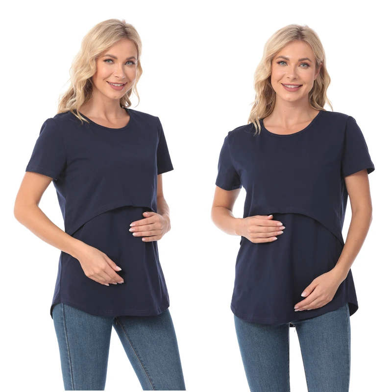 Emotion Moms Summer Maternity T-Shirt Big Size Short Sleeve Stretch Cotton Tops Breastfeeding Loose Clothes For Maternity Women 3