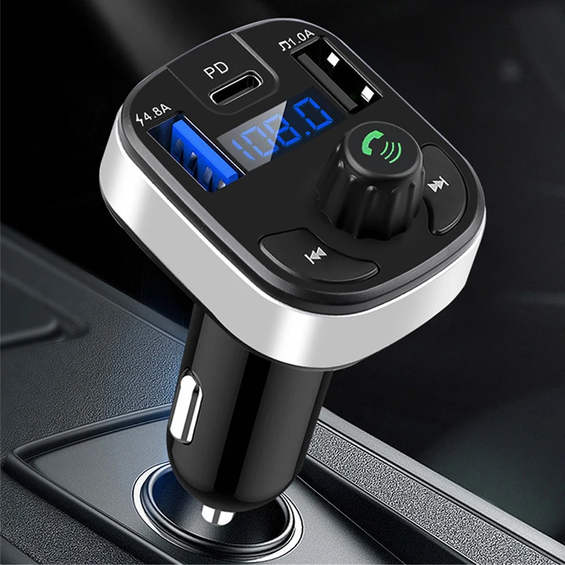 Auto Bluetooth 5,0 FM Transmitter Wireless Adapter Mic Audio