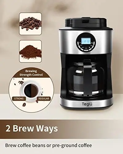 12-Cup Drip Coffee Maker with Reusable Filter & Coffee Scoop