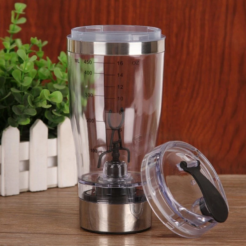 Portable Electric Vortex Protein Shaker Blender Mixer Bottle Mixing Cup 450ml