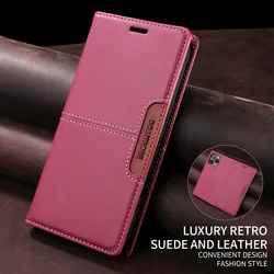 Deluxe RFID Blocking Magnetic Leather Wallet Case with Card Slot - Galaxy S23 Ultra (Red)