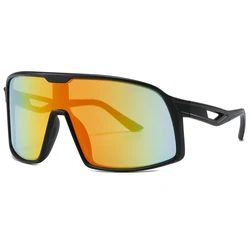 Unisex Oversized Mirror Sports Sunglasses with UV Protection (Orange)