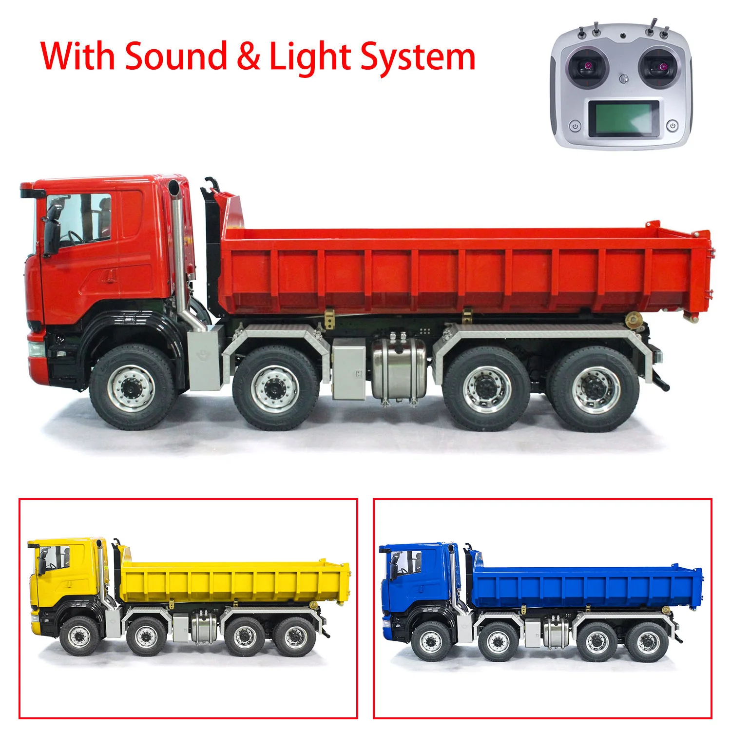 8X8 1/14 Rc Dumper Idraulico In Metallo Roll-On Full Dumper Modello Di Auto Con Luce Sonora Trasmissione A 3 Velocità Rc Toy Th23689