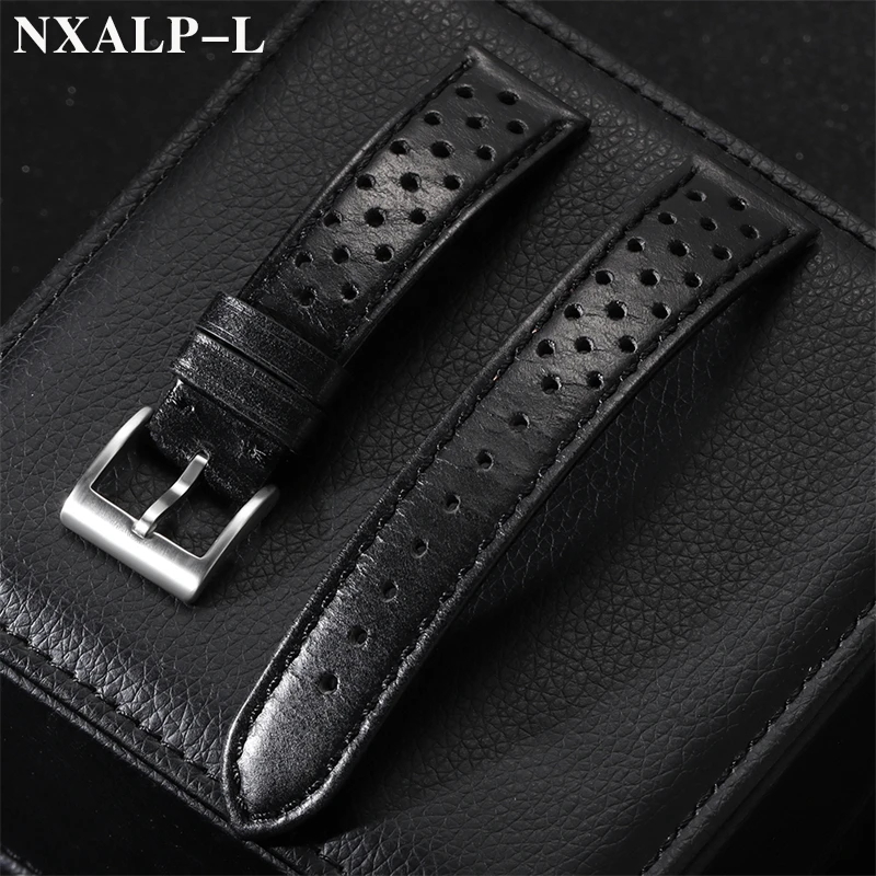 Breathable Cowhide Leather Watch Strap – Oil/Matte Finish Adjustable Wristband