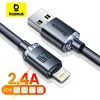 كابل USB من Baseus لهاتف iPhone 14 13 12 Pro Max X XR XS 8 7 6s 6 وipad شاحن سريع لشحن البيانات سلك USB كابلات للهاتف المحمول