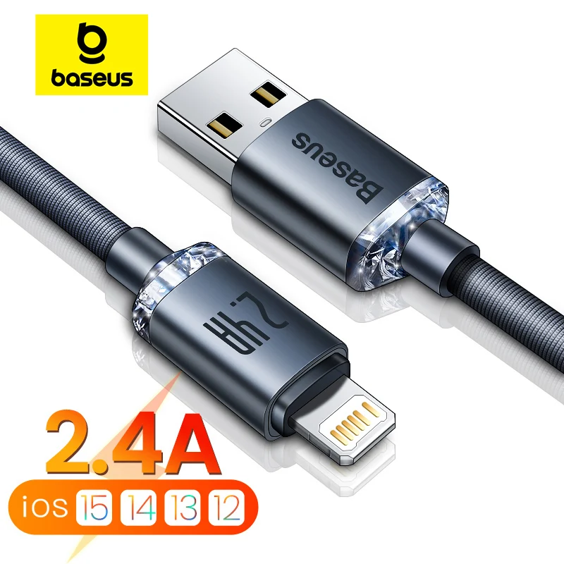  Baseus USB Cable For iPhone 14 13 12 Pro Max X XR XS 8 7 6s 6 iPad Fast Data Charging Charger USB Wire Cord Mobile Phone Cables 