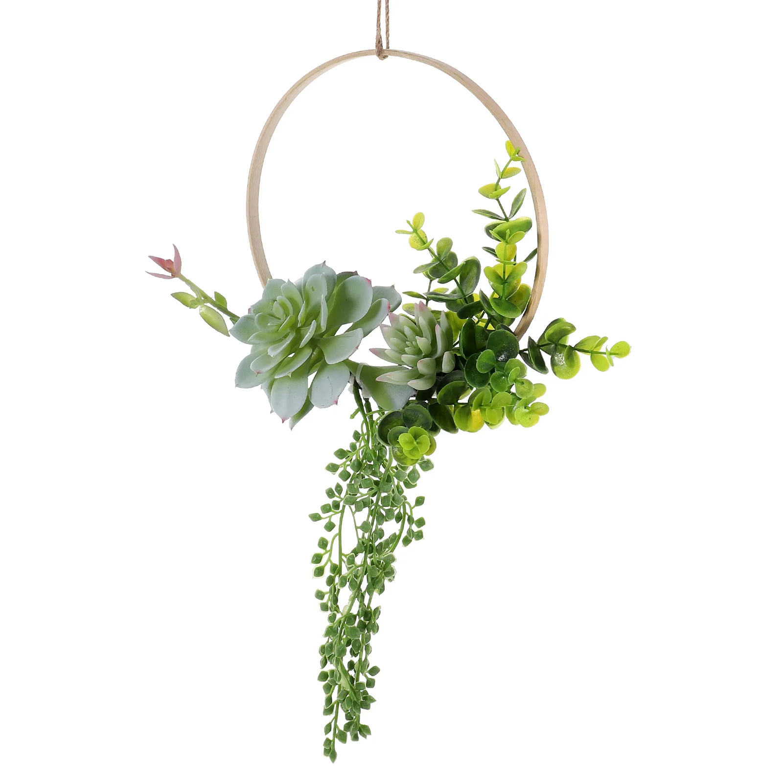 

Artificial Green Plant Succulent Bamboo Ring Home Room Shopping Mall Wall Decoration Hanging Garland Wedding Plants
