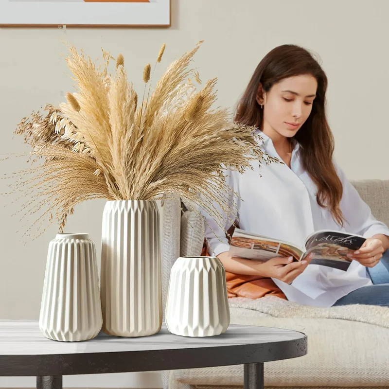 Erba Di Pampas Secca Decorazione Casa Bohémien Erba Della Pampa Essiccata 150 Pezzi 45cm - Decorazioni Bohemien 150 Cm Pampas Decorative Alte