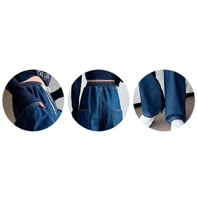 Denim Pants Mop The Floor Wide Leg Straight Drum Loose Tight High Waist Oversized Women Jeans 80 To 230 Pounds Can Wear 2023 New