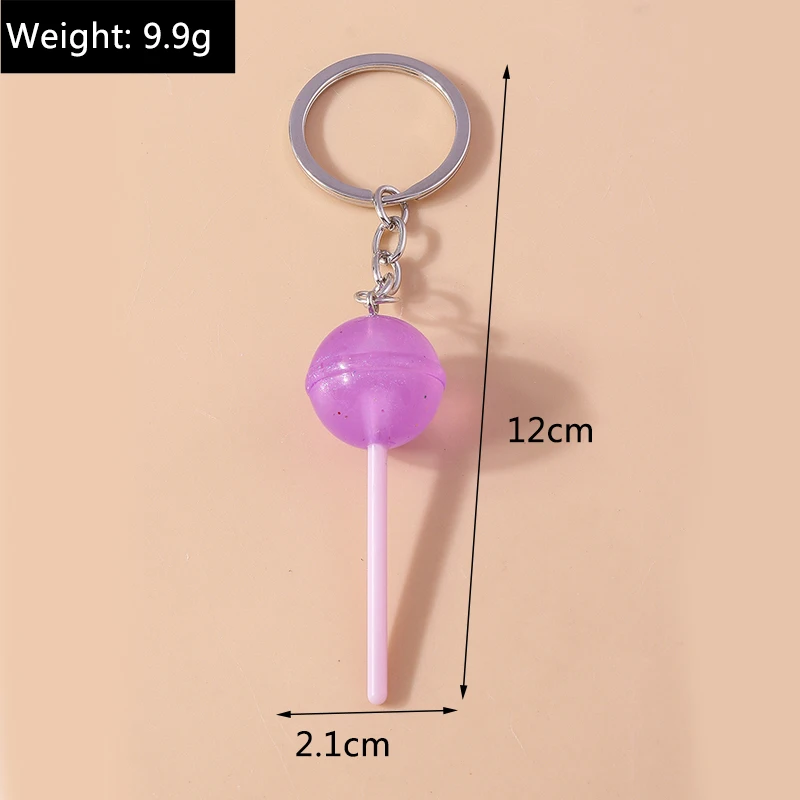 Schöne Harz Candy Lollipop Schlüsselbund Mini 3D Simulation Lebensmittel Schlüssel Ringe für Männer Frauen Handtasche Anhänger DIY Kinder Schmuck Geschenke – Detail 9
