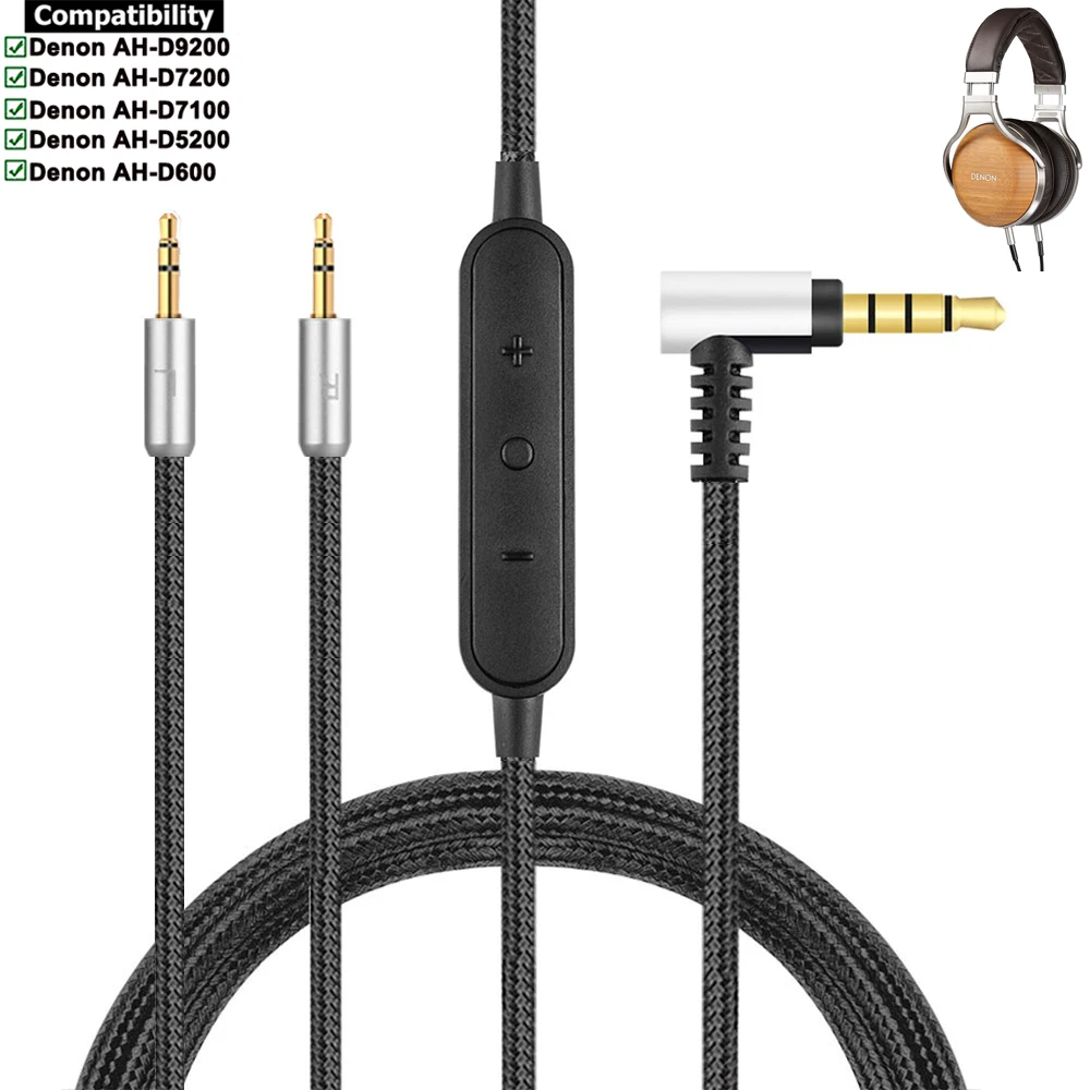 Ofc Dual Aux Cavo Di Prolunga Intrecciato Di Ricambio Da 3.5Mm Per Cuffie Denon Ah-D9200 Ah-D7200 Ah-D7100 Ah-D5200 Ah-D600