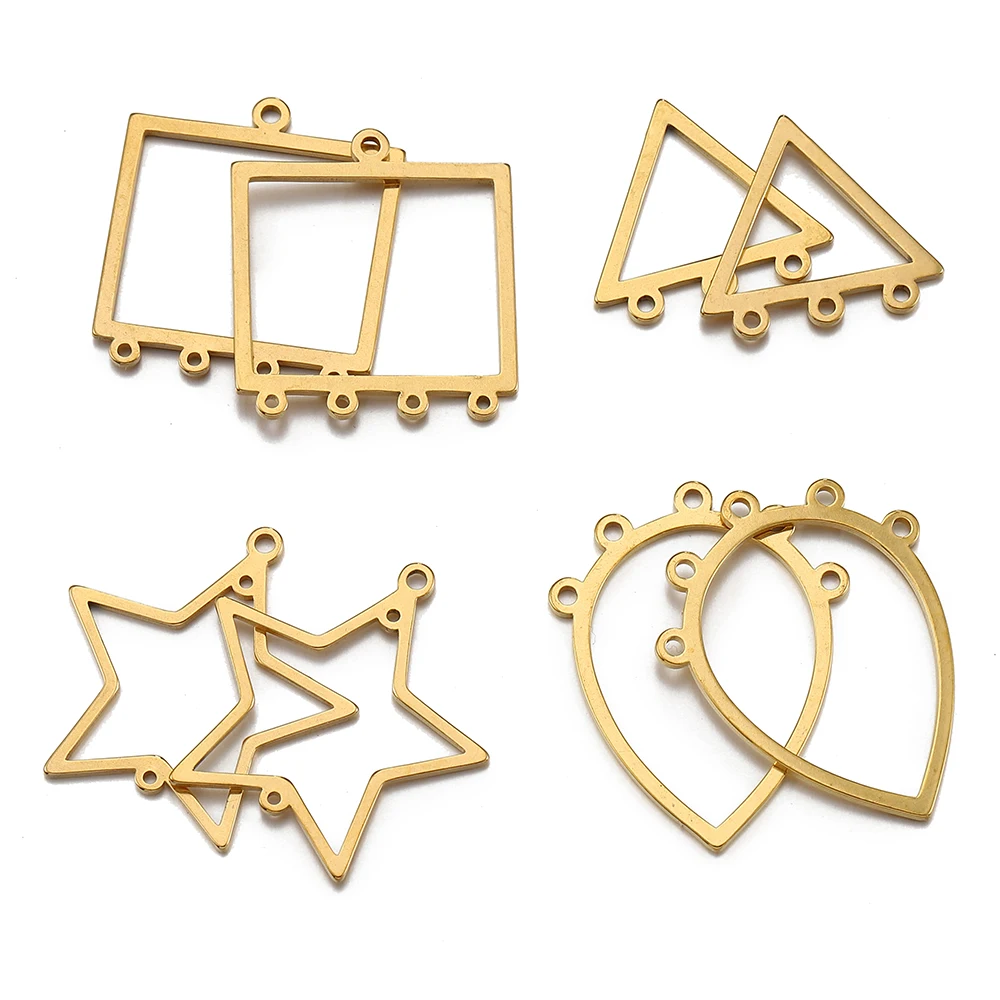 10 Stück Edelstahl Dreieck Blank Drop Connector Multi Löcher Connect Quaste Anhänger Charm Halskette Ohrring DIY Schmuckherstellung – Detail 7
