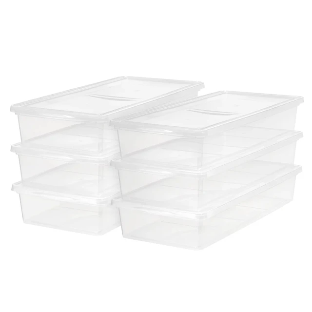 Mainstays 17 qt Plastic Sweater Storage Box, Clear, 6 Pack