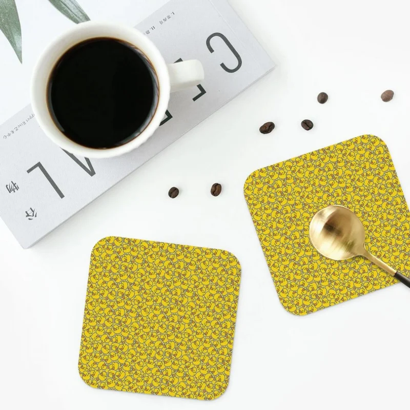 

Yellow Duck Coasters Kitchen Placemats Non-slip Insulation Cup Coffee Mats For Decor Home Tableware Pads Set of 4
