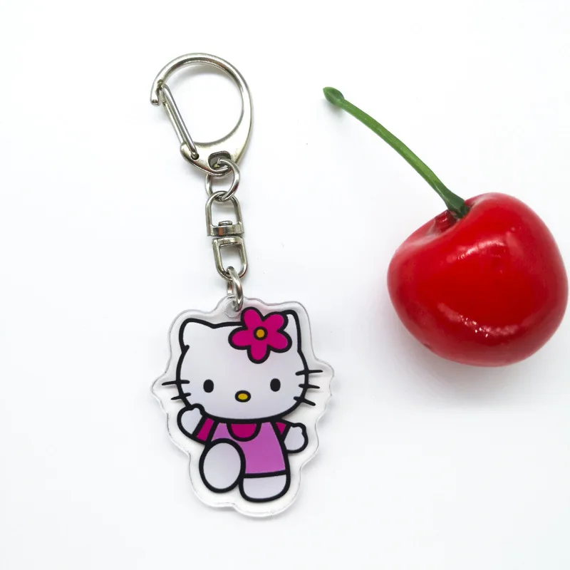 

Cartoon Cute Action Character Hellos Kittys Transparent Acrylic Keychain Student Backpack Accessories Pendant Key Pendant