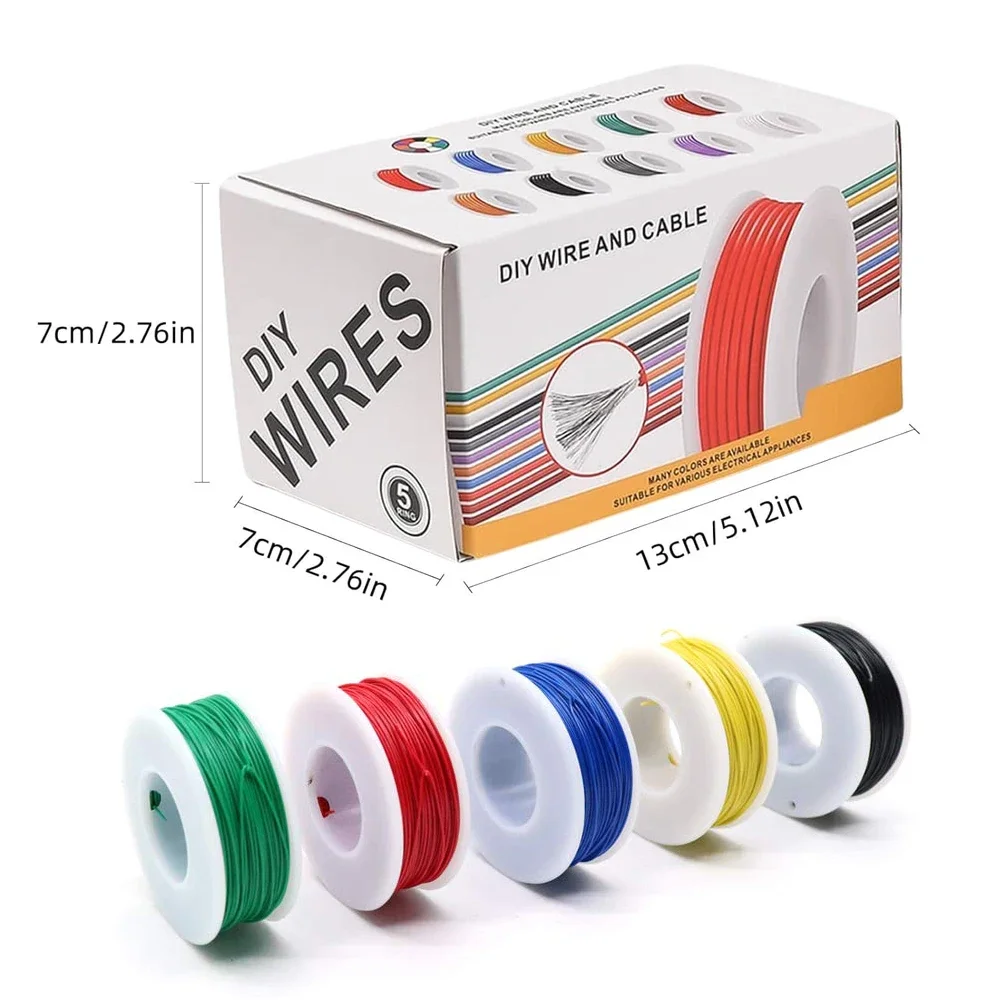 Electrical Wire 22AWG Electric Wire Flexible Silicone Wires 22 Gauge Stranded Tinned Copper Wire 5 Colors 16.4ft/5m Each or 32.8ft/10m Each electrical wire