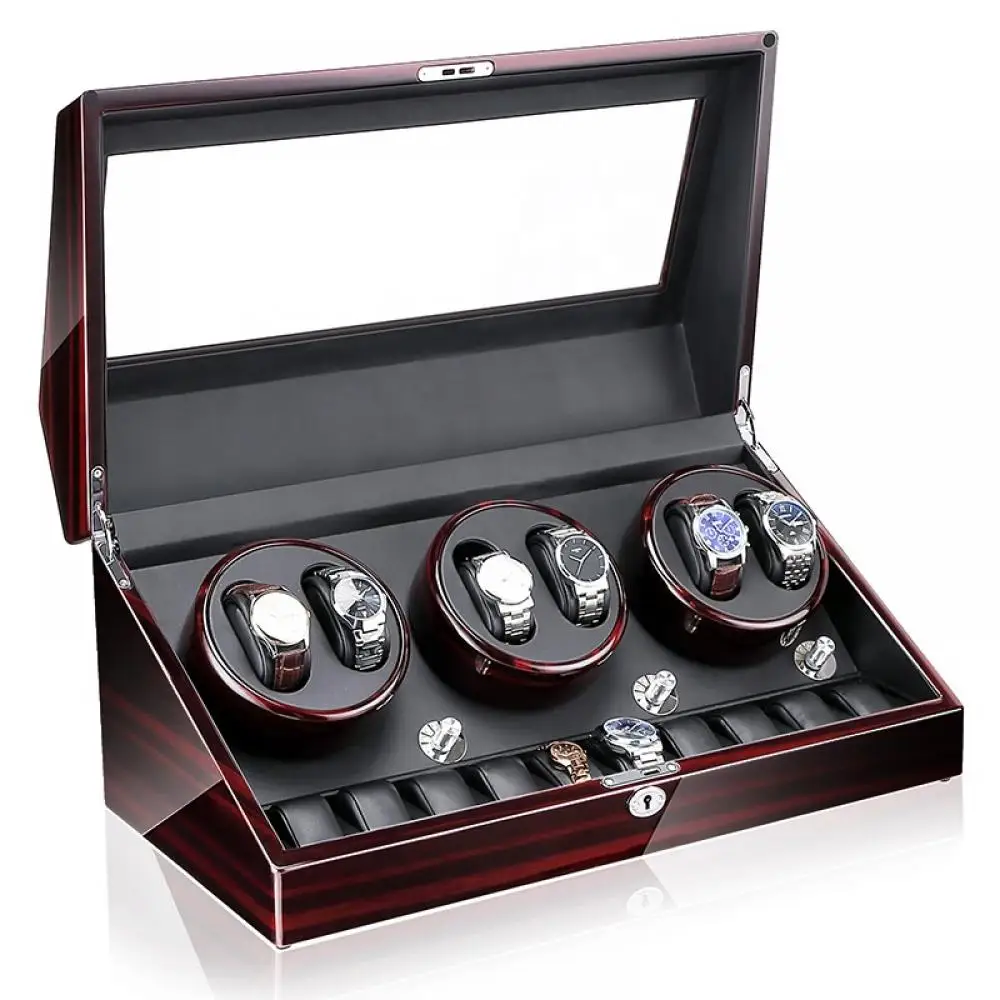 6+7 Luxury Watch Winder with Lock 13 Slot Fashionable Watches Display Box That Rotatable Mechanical Watch Household Watch Box