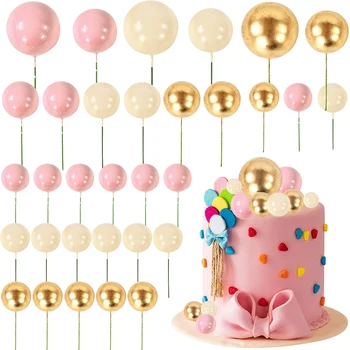 Pink Gold Ball Cake Toppers 1
