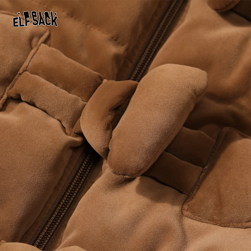 ELFSACK Y2K Velt Down Coats Women 2023 Winter New Korean Fashion Designer Jackets