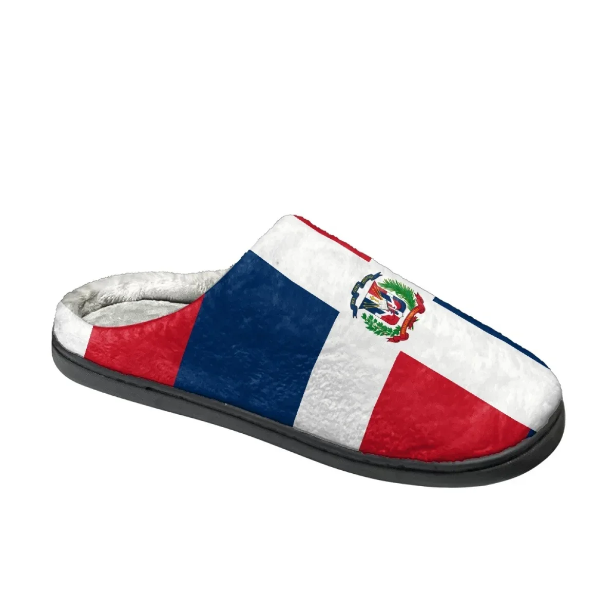 Winter Women Cotton Slippers Dominican Republic Flag Household Indoor Warm Slides Non-Slip Home Couple Footwear Print On Demand