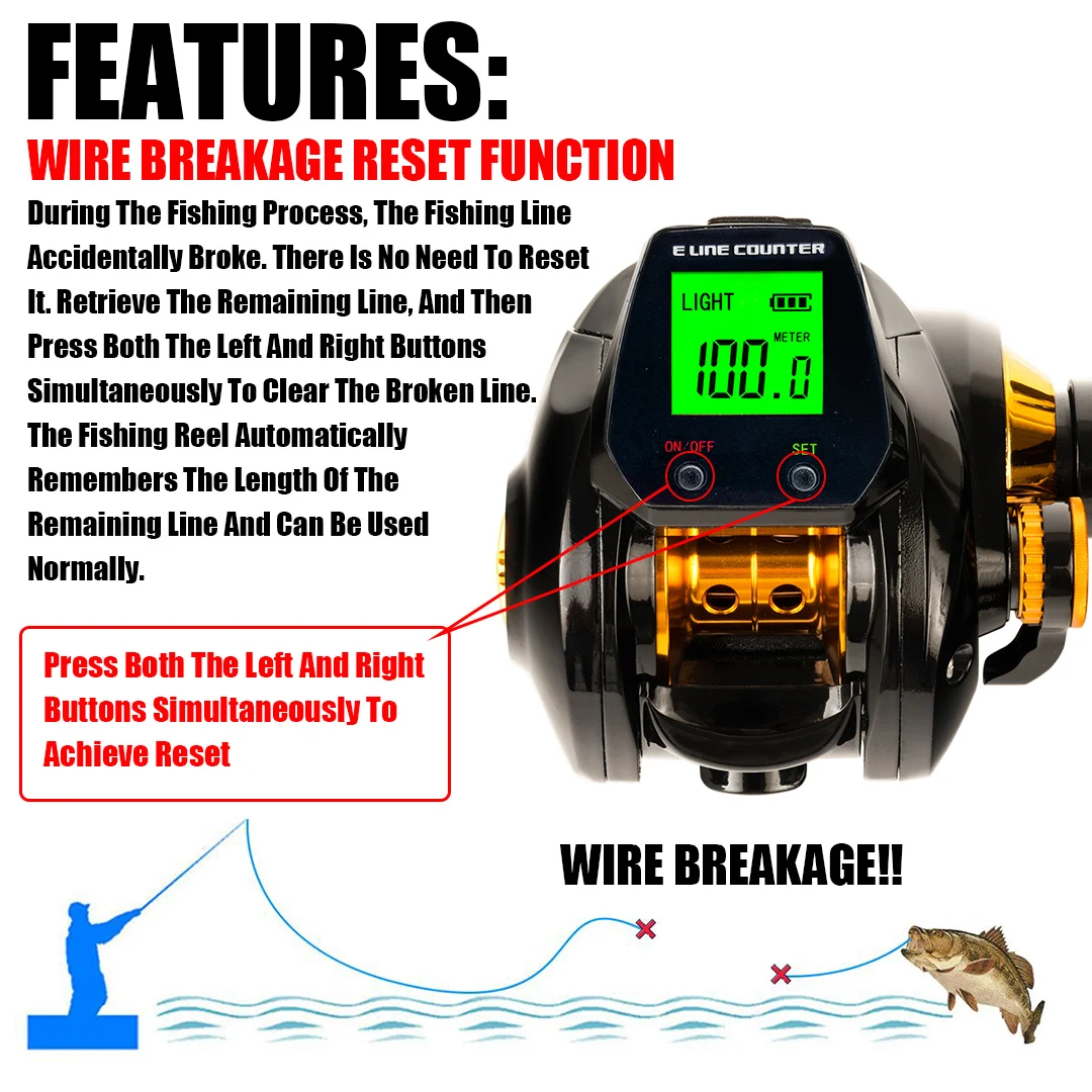 Fishing Reel 10kg High Capacity Saltwater Fishing Wheel LED Screen 7.2:1 High Speed Gear Ratio Alarm Electronic Counting