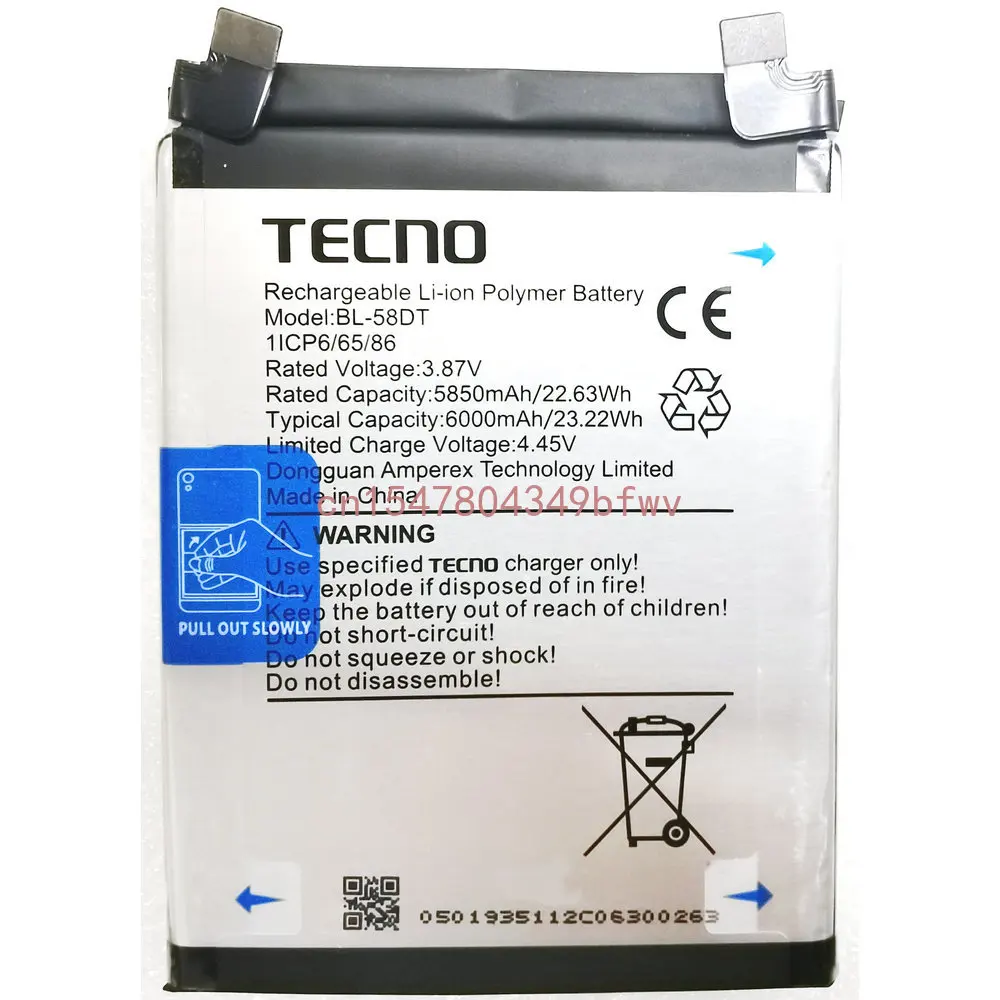 

New TECNO BL-58DT Replacement Phone Battery