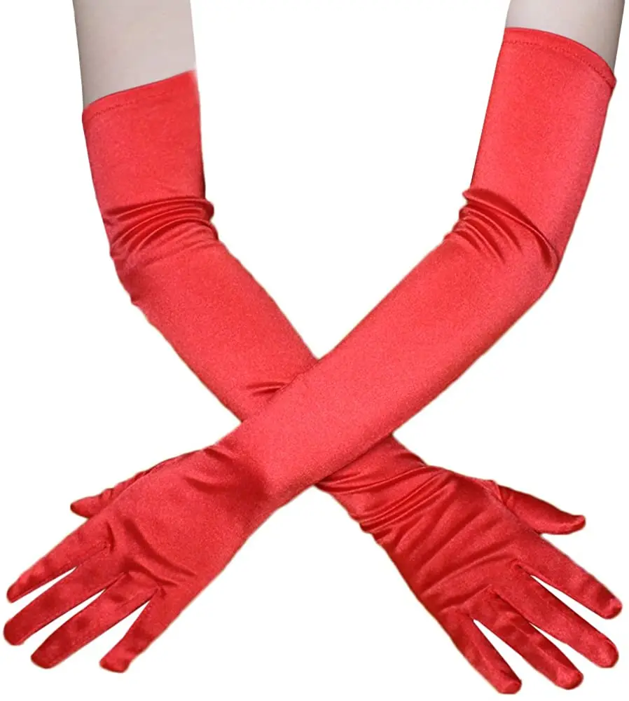 Elegant Purple Red Black White Bridal Party Gloves for Wedding Prom One Size Fashion Stretch Satin Opera Women purple gloves wedding dress gloves