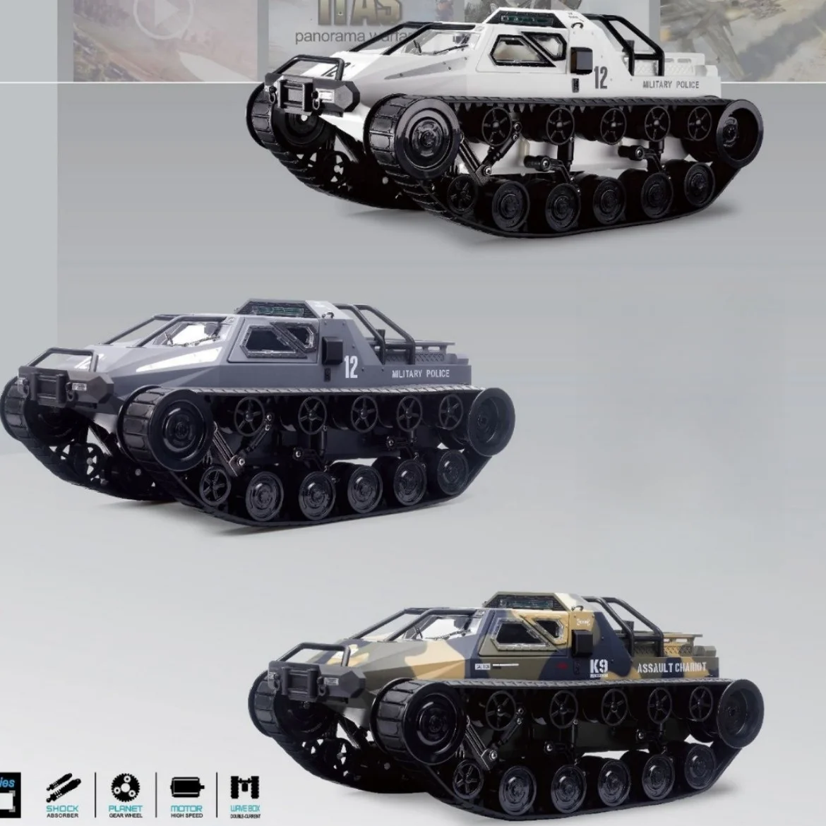 Simulation Ev2 Off-road High-speed Track Drift Tank Armoured Car 1:12 Climbing Model Car Kids Birthday Gift 3