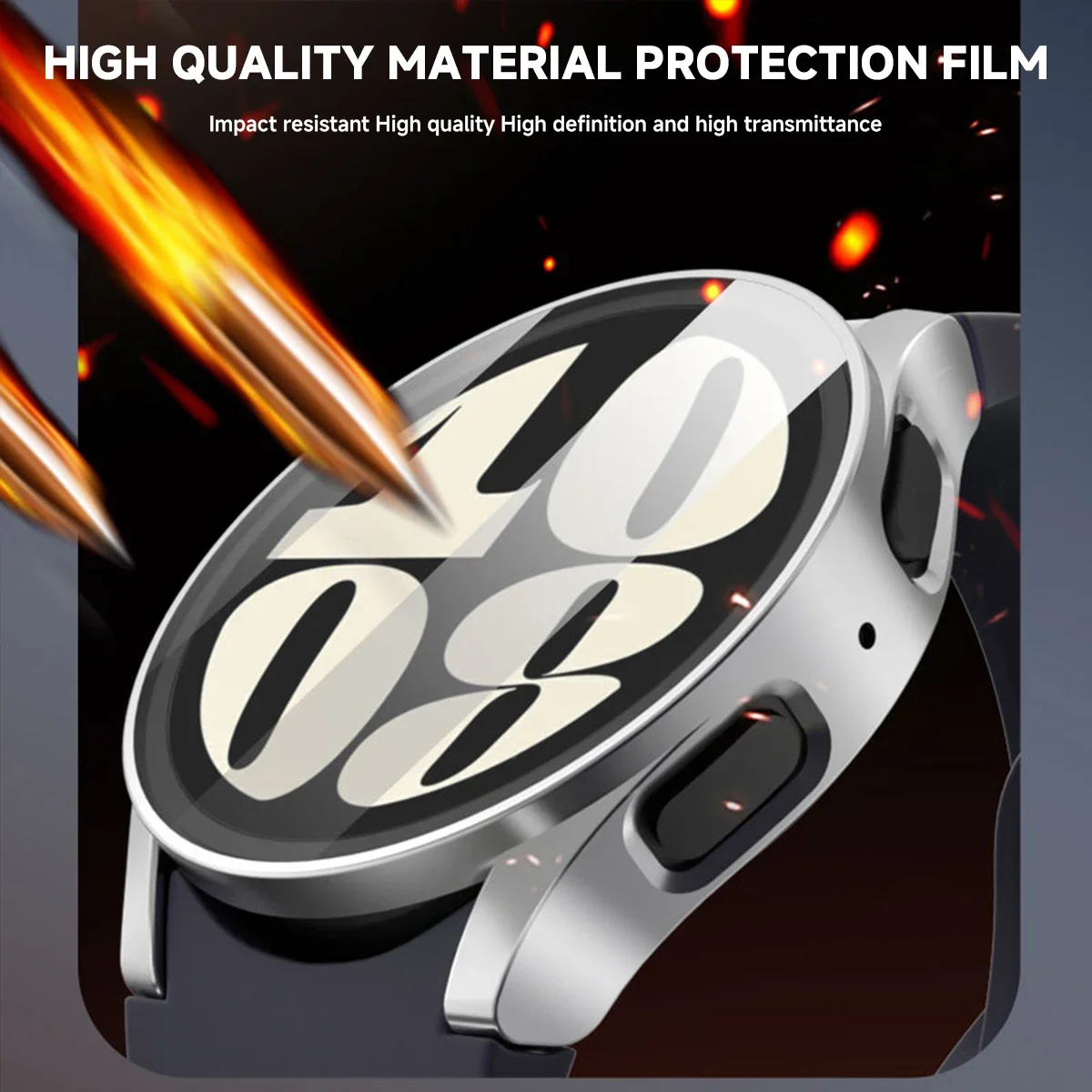 Deluxe Silicone Band with Tempered Glass Protector & Case