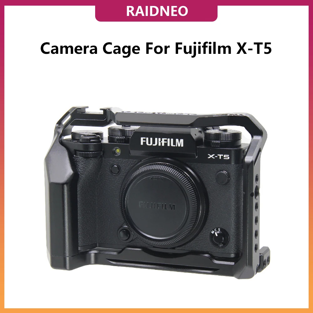 

XT5 Camera Cage For Fujifilm X-T5 DSLR Quick Release L Plate Bracket Extension Frame Stabilizer Rig with cold shoe wood grip