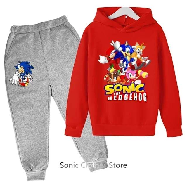 thumbnail image 1 of Sudadera con capucha de baloncesto para niños y niñas, conjunto de sudadera con capucha de Sonic Sports, primavera y otoño, 2 piezas, tops y pantalones, para adolescentes de 3 a 14 años, 1 of 5