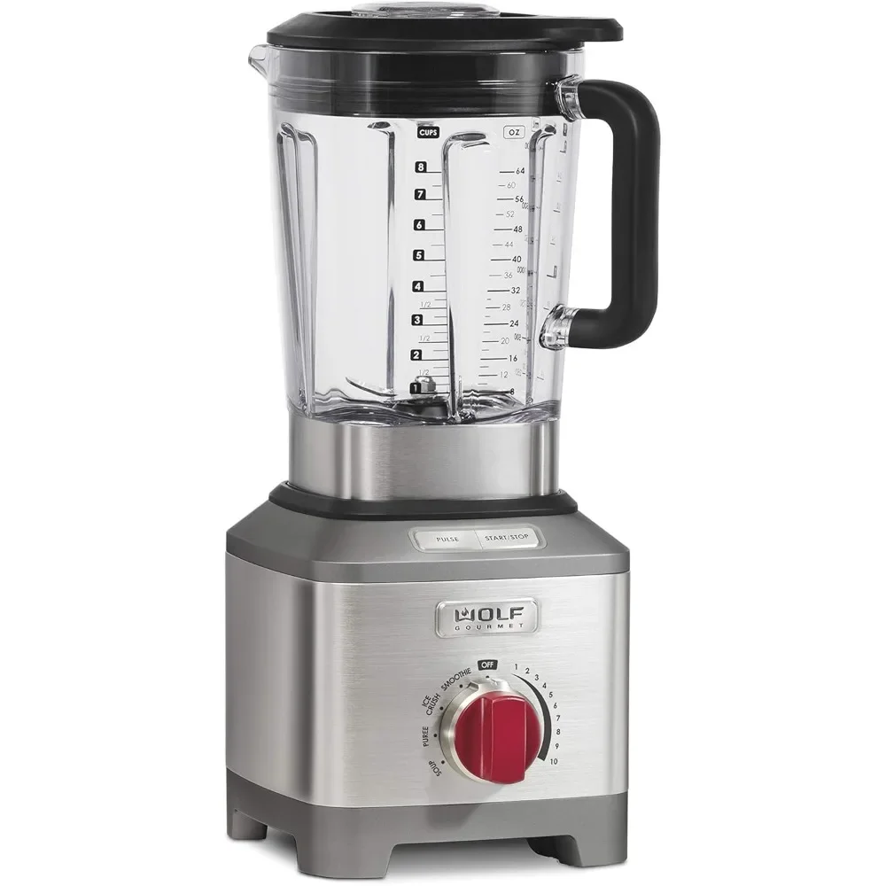 Pro-Performance Blender, 64 oz Jar, 4 program settings, 12.5 AMPS, Blends Food, Shakes and Smoothies, Red Knob, Stainless