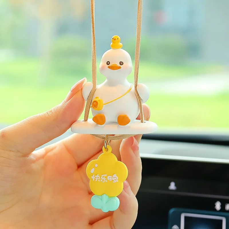 Cute Swinging Duck Car Rearview Mirror Hanging Accessories Ornament  Decorations : : Toys & Games