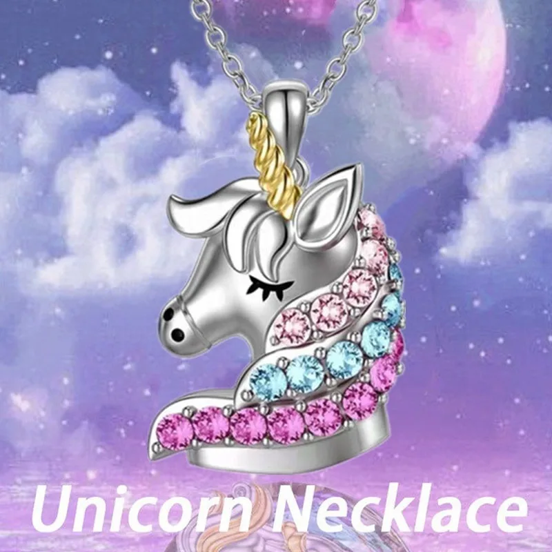 Exquisite Fashion Unicorn Necklace Color Cartoon Unicorn Jewelry Pendant  Necklace for Women Party Birthday Anniversary Gift