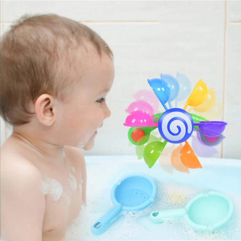 

Baby Bath Toys Colorful Waterwheel Bathing Sucker Bathtub Water Fun Spray Play Set Shower Sprinkler Toy for Kids Toddlers