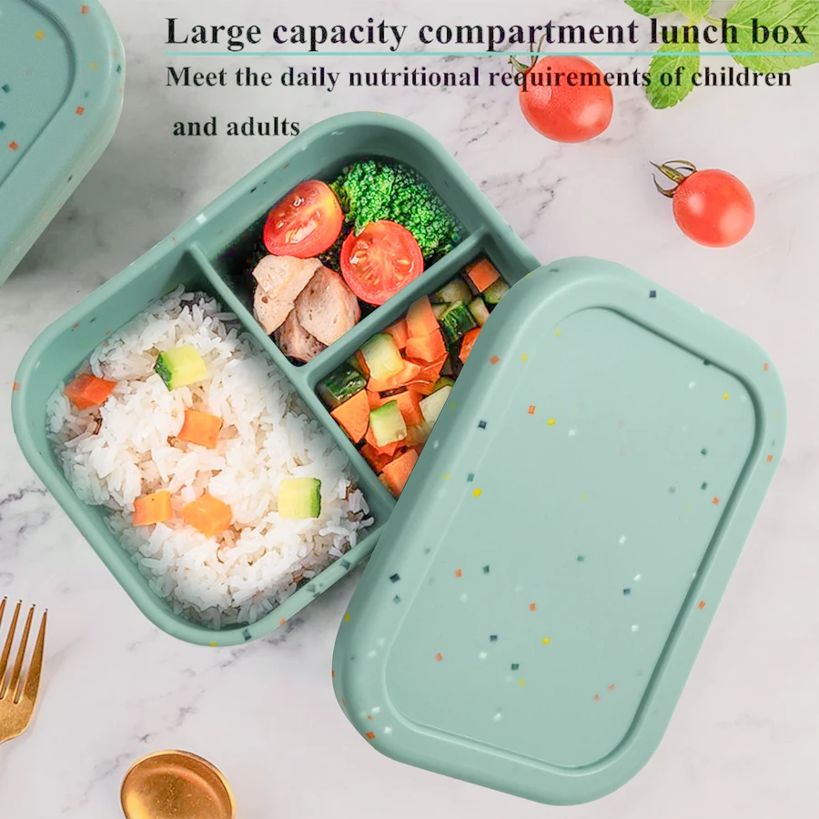 1PCS Microwave Lunch Box Silicone Bowl Dinnerware Food Storage Container Children School Office Portable Baby Feeding Bento Box 5
