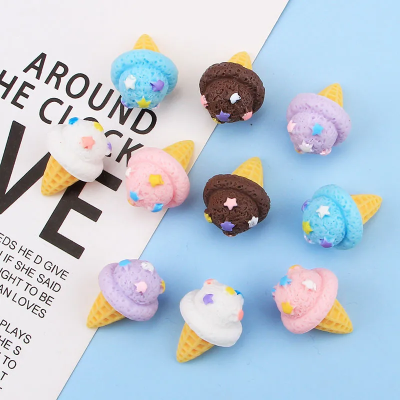 

10Pcs New Mixed 3D Ice Cream Resin Cabochon Simulated Foods Kawaii Christmas Decoration Accessories or Jewelry Making Charms