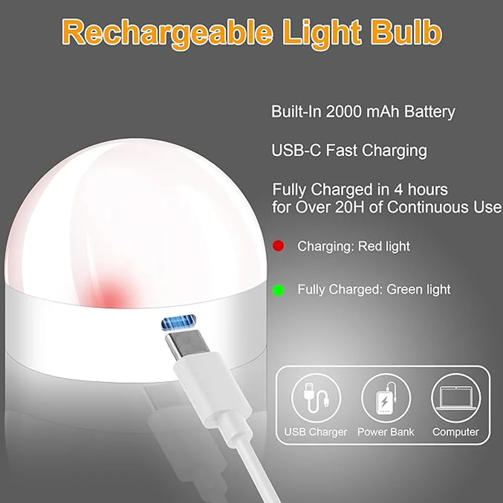 LED Downlight Recessed Ceiling Spotlight Ceiling Lamps LED Puck Light Rechargeable Battery Operated Light Bulbs 50LM E26 Screw in (Magnetic Detachable) with Remote Control