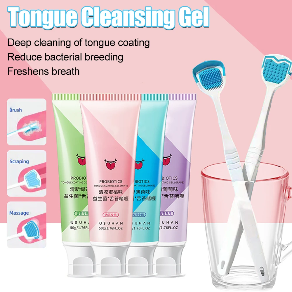 

Brush Tongue Coating Cleaning Gel Cleaning Set Tongue Cleaner Oral Cleaning for Flavor Freshing Breath and Removing Tongue Coat