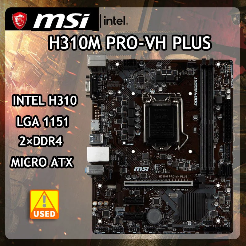 1151 Motherboard MSI H310M PRO VH PLUS LGA 1151Intel H310 DDR4 32GB VGA PCI E 3.0 SATA III HDMI
