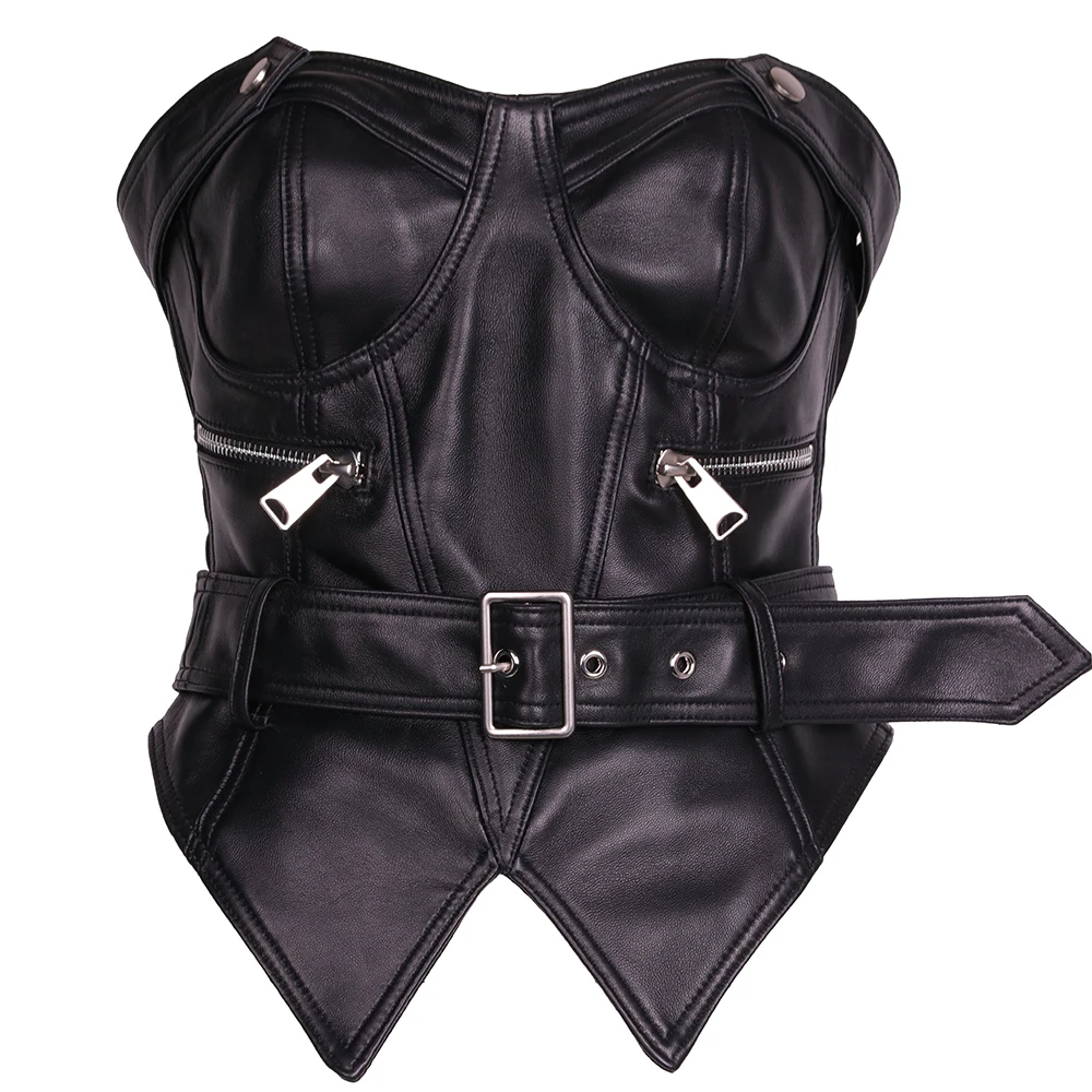 Leather Jacket Black Leather Corset Crop Top YOLOAgain