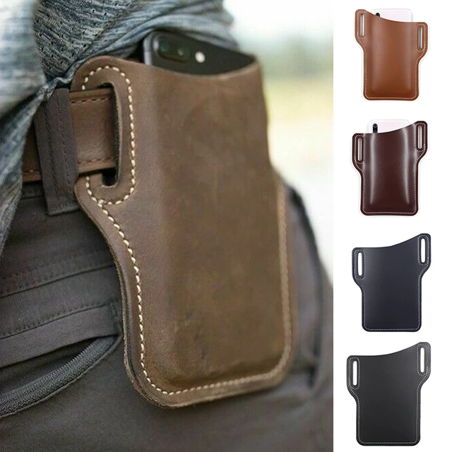 Cell Phone Belt Bag Leather Black, Cell Phone Belt Holster Mens, 6.5  Vertical Mobile Phone Purse Leather Carrying Phone Pouch Belt Clip Holder  Case